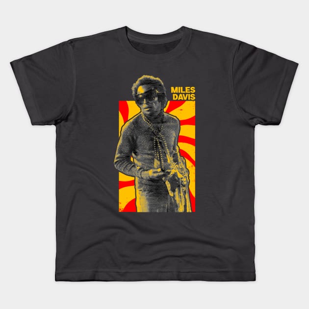 Retro Miles Davis Kids T-Shirt by Hidarsup Bahagiarsa